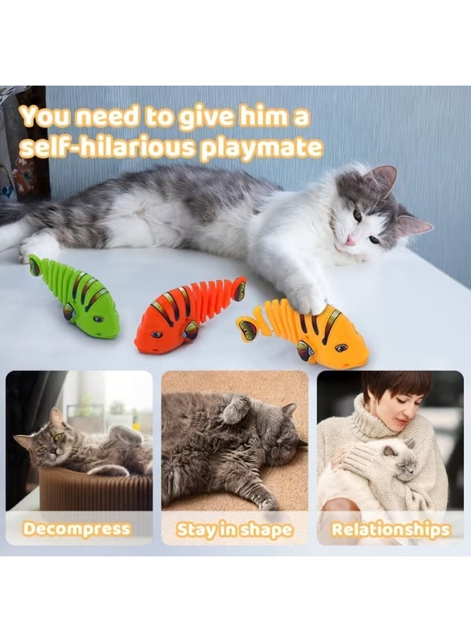 لعبة قطط على شكل سمكة كرتونية متأرجحة تعمل بالزنبرك مع دوران 360 درجة، لا تحتاج إلى بطارية، لعبة تفاعلية للحيوانات الأليفة - Image 5